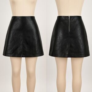 M&S Collection Faux Leather Black Skirt UK 16 EUR 44 Party Fashion Womens‎